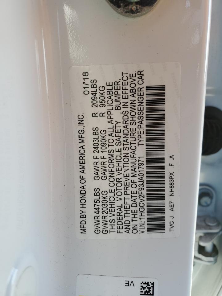 1HGCV2F93JA017971 HONDA ACCORD 2018