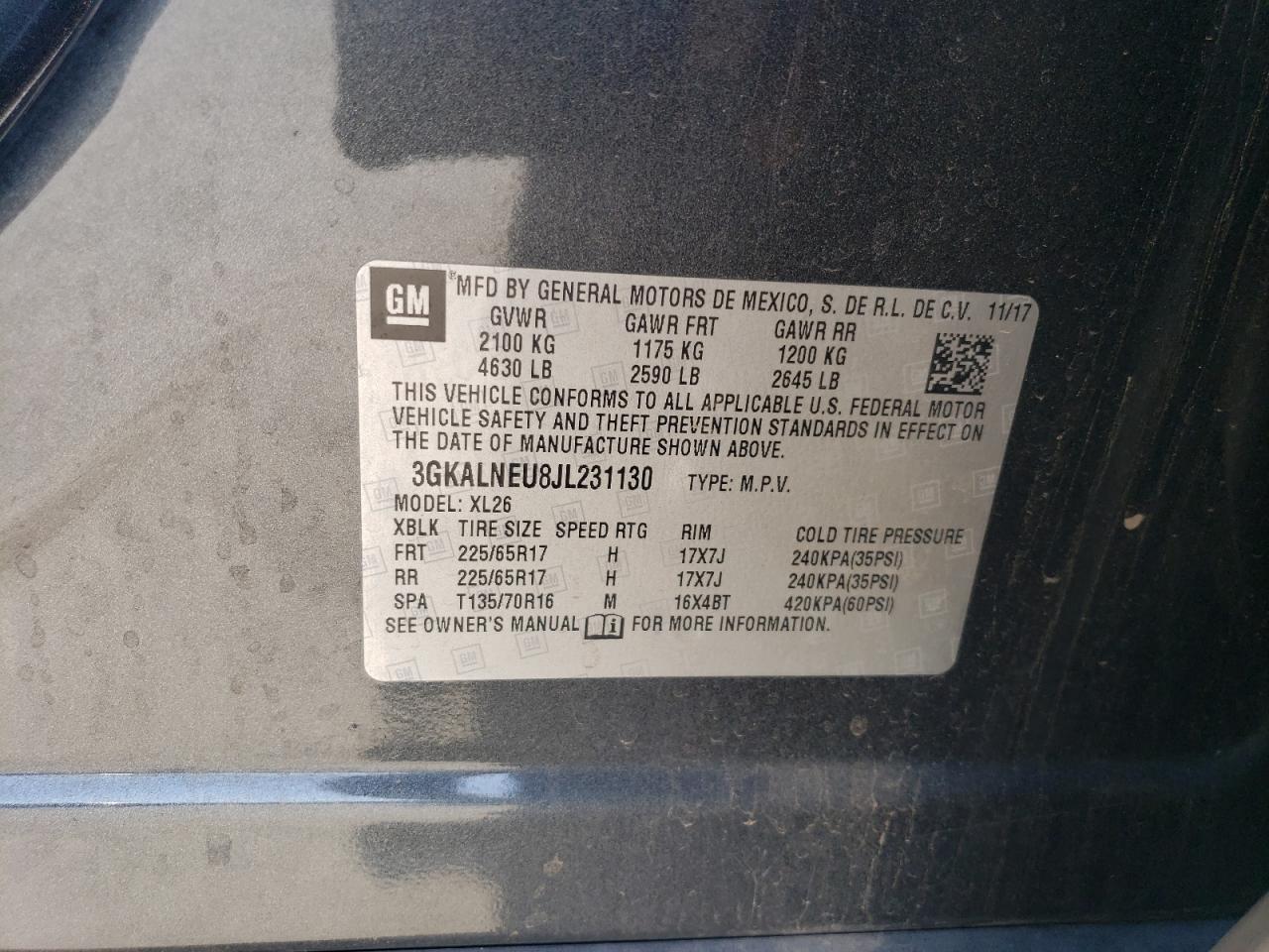 3GKALNEU8JL231130 2018 GMC Terrain Sle