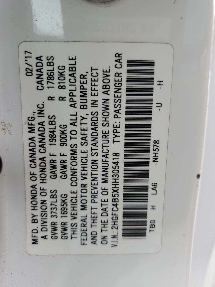 2HGFC4B5XHH305418 HONDA CIVIC 2017