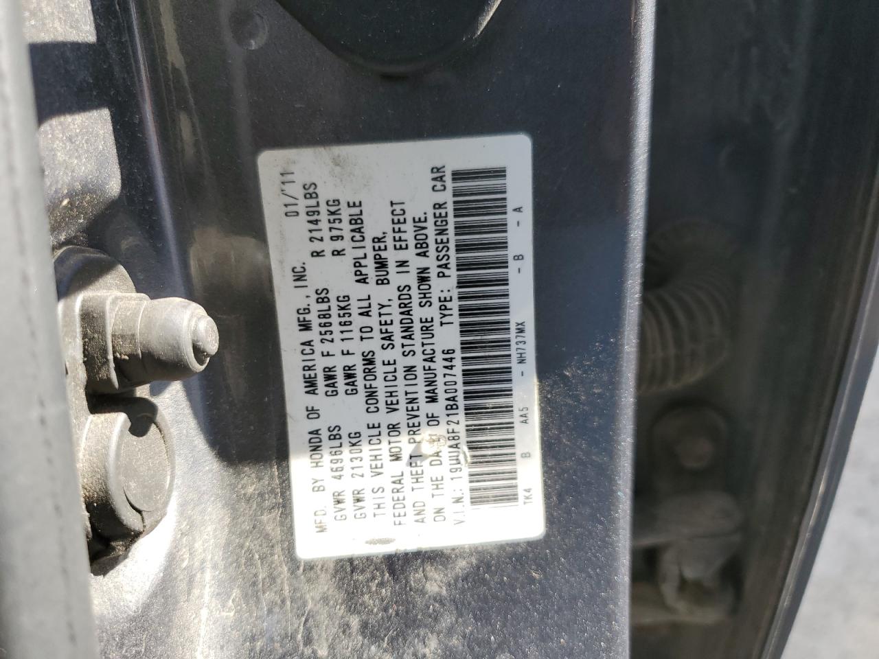 19UUA8F21BA007446 2011 Acura Tl