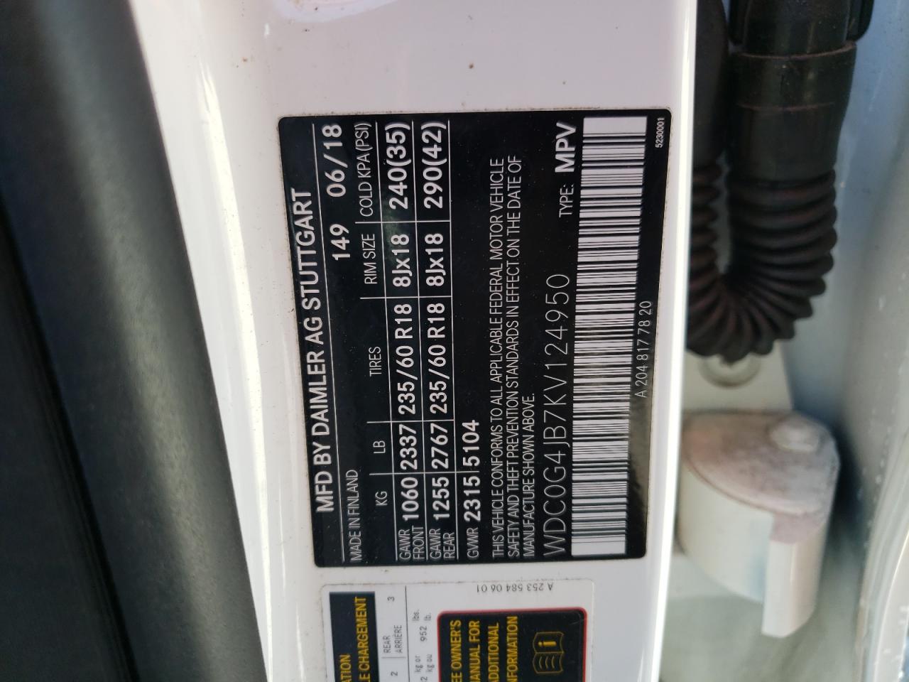 WDC0G4JB7KV124950 2019 Mercedes-Benz Glc 300