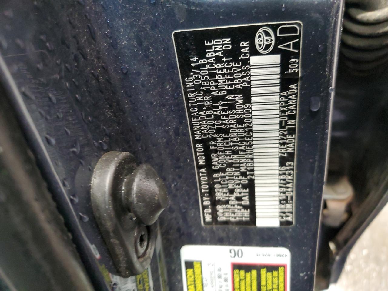 2T1BPRHE5EC120009 2014 Toyota Corolla Eco