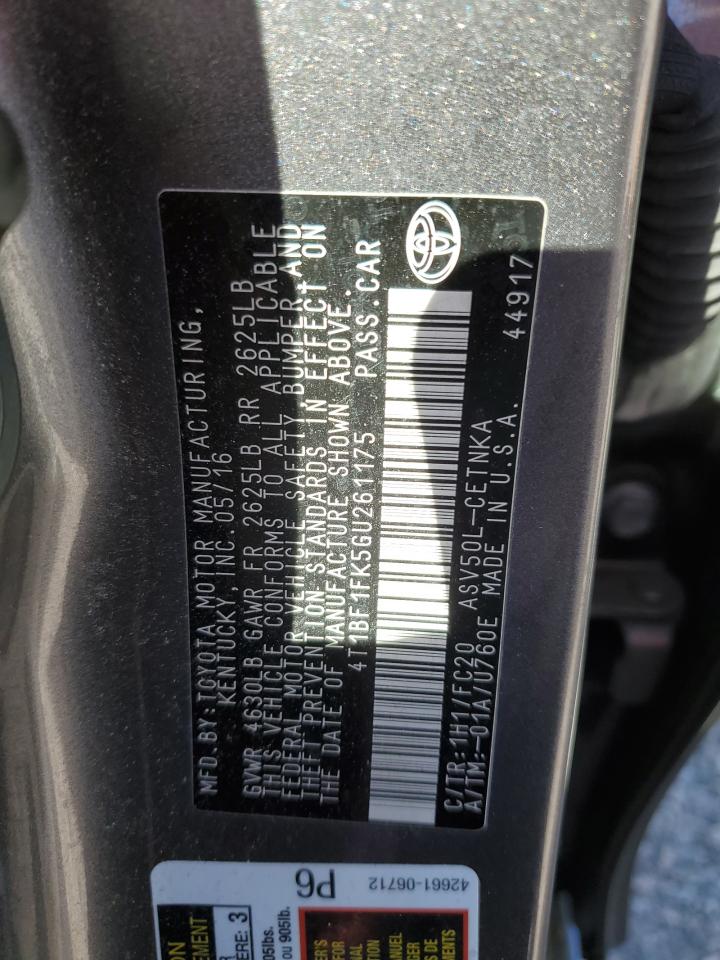 4T1BF1FK5GU261175 TOYOTA CAMRY 2016
