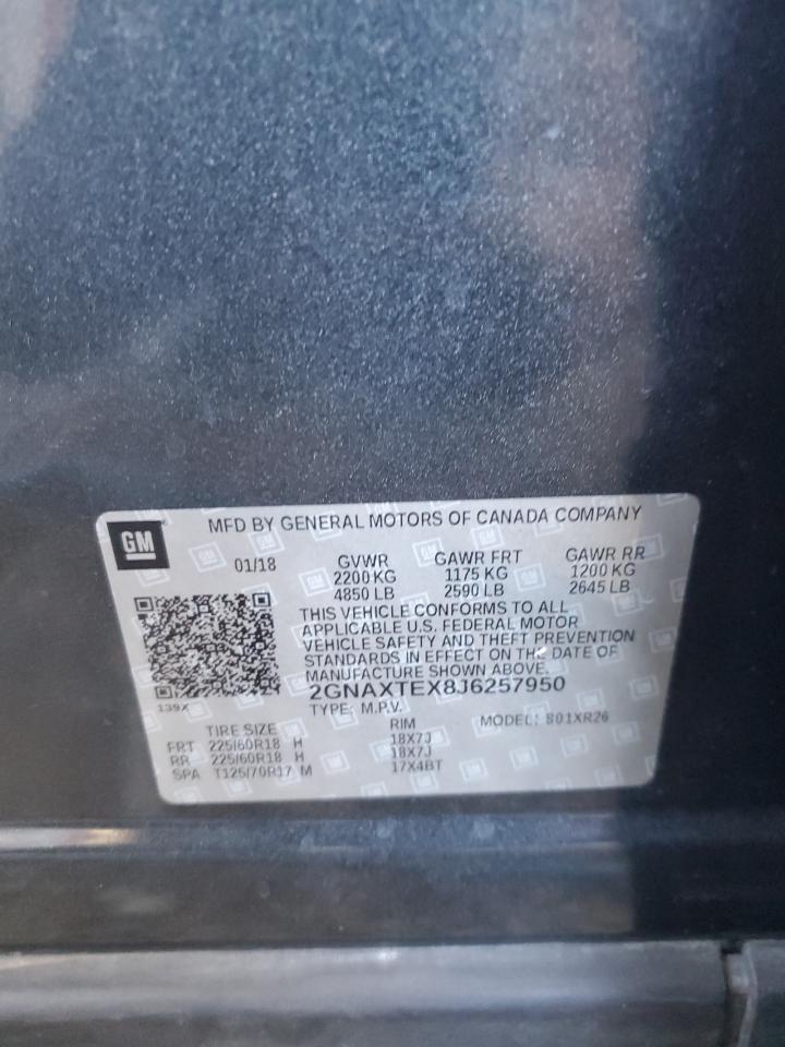 2GNAXTEX8J6257950 CHEVROLET EQUINOX 2018