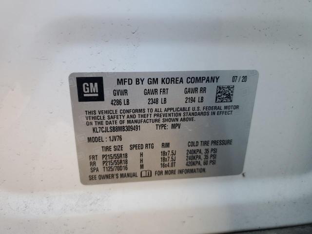 2021 Chevrolet Trax 1Lt VIN: KL7CJLSB8MB309491 Lot: 46653524