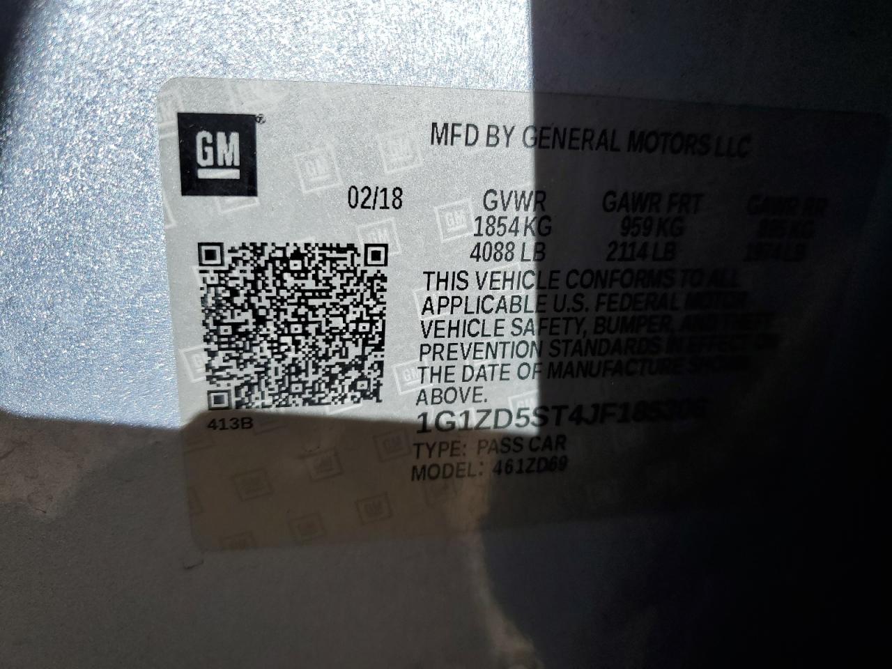 1G1ZD5ST4JF185306 CHEVROLET MALIBU 2018
