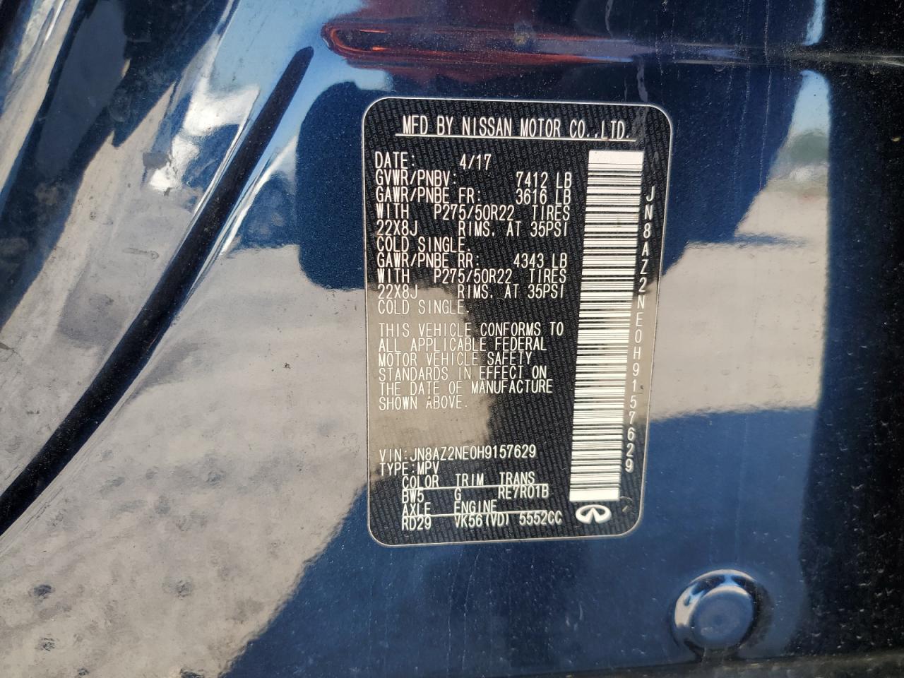 JN8AZ2NE0H9157629 INFINITI QX80 2017
