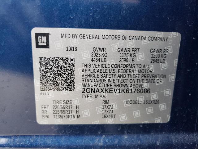 2019 Chevrolet Equinox Lt VIN: 2GNAXKEV1K6176086 Lot: 47067464