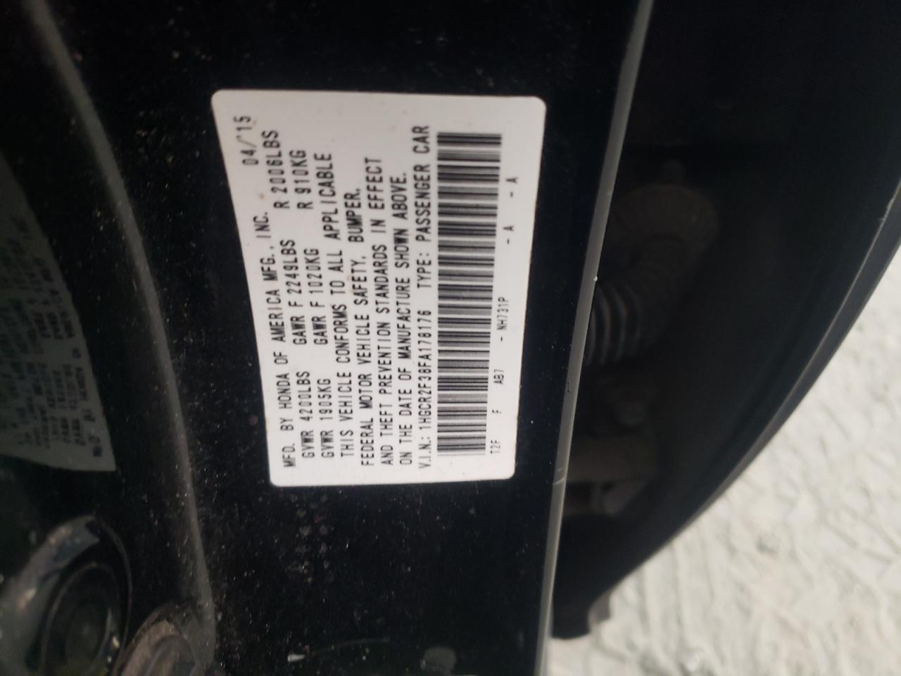 1HGCR2F38FA178176 2015 Honda Accord Lx