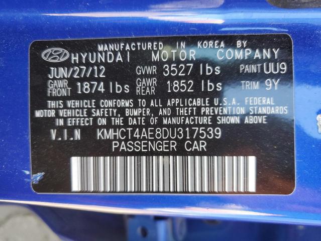 2013 Hyundai Accent Gls VIN: KMHCT4AE8DU317539 Lot: 47753694