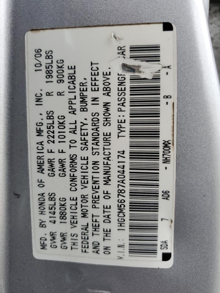 1HGCM56787A044174 2007 Honda Accord Ex