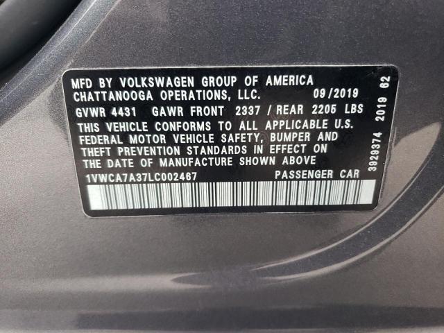 2020 VOLKSWAGEN PASSAT SEL - 1VWCA7A37LC002467