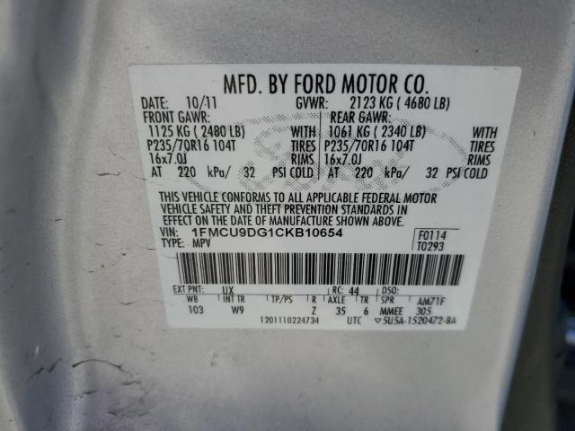 2012 Ford Escape Xlt VIN: 1FMCU9DG1CKB10654 Lot: 46834104