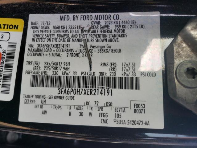 2014 Ford Fusion Se VIN: 3FA6P0H7XER214191 Lot: 46572184