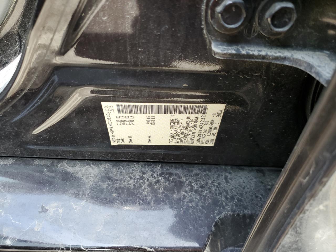 1N4AA6AP4GC424232 NISSAN MAXIMA 2016