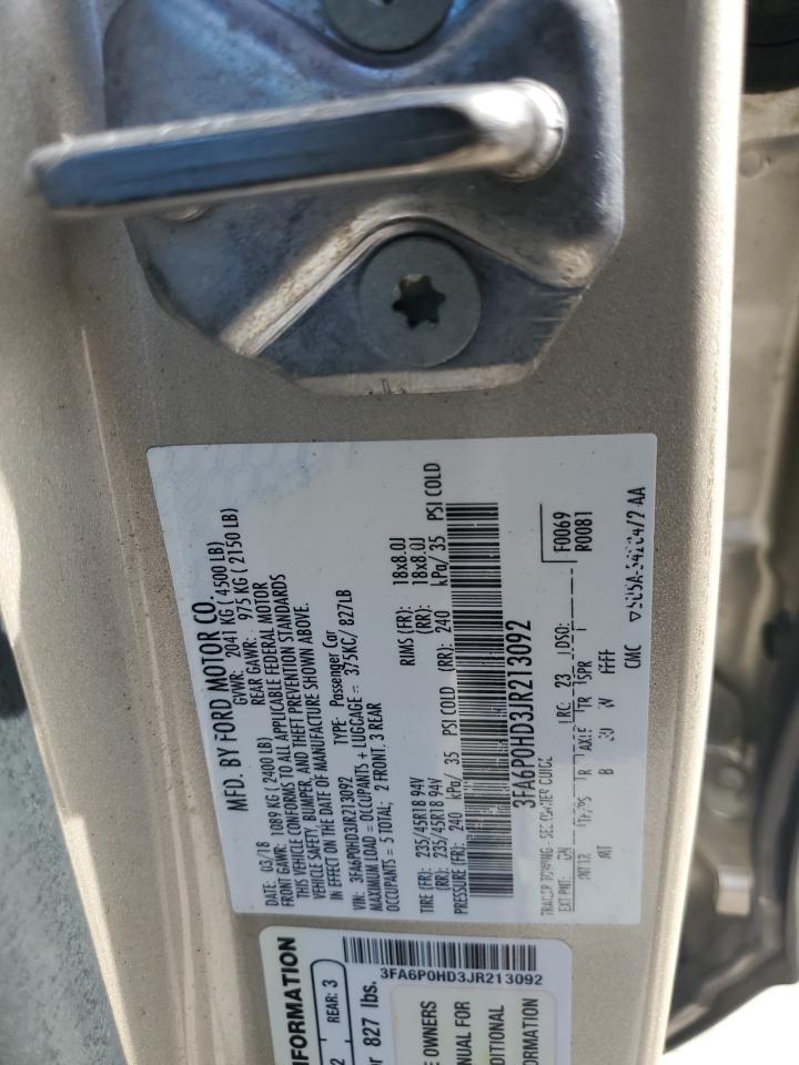 3FA6P0HD3JR213092 FORD FUSION 2018