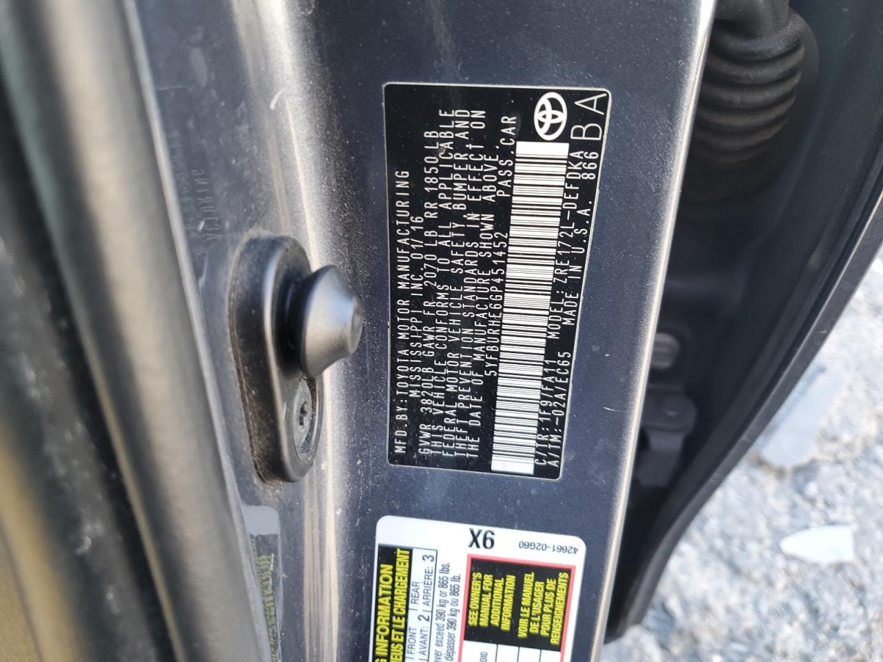 5YFBURHE6GP451452 2016 Toyota Corolla L