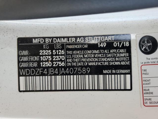 2018 Mercedes-Benz E 300 VIN: WDDZF4JB4JA407589 Lot: 48370534