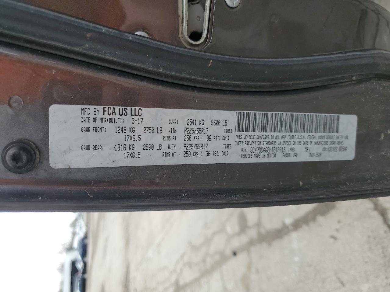 3C4PDDAG8HT616016 2017 Dodge Journey Se