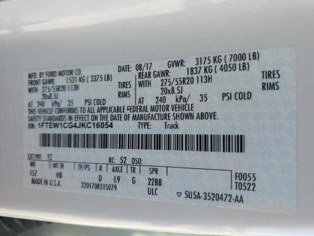 2018 Ford F150 Supercrew VIN: 1FTEW1CG4JKC16054 Lot: 47964954