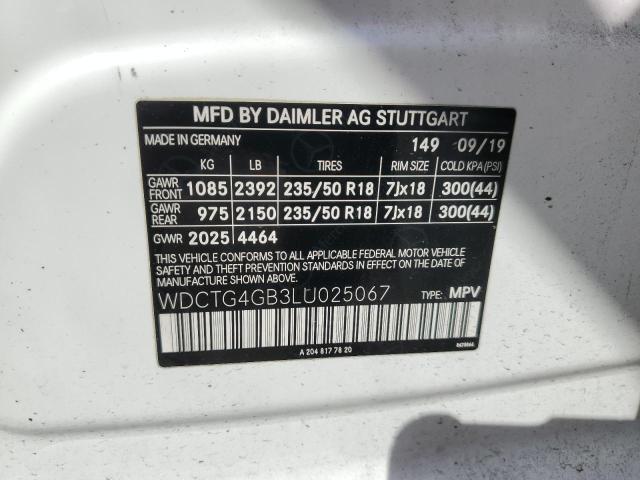 VIN WDCTG4GB3LU025067 2020 Mercedes-Benz GLA-Class,... no.13