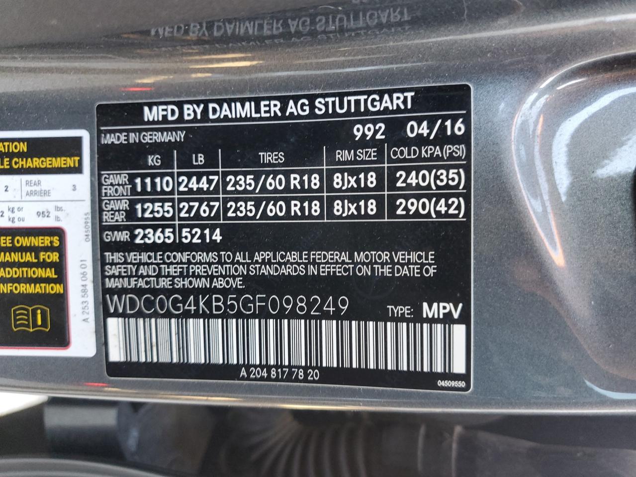 WDC0G4KB5GF098249 2016 Mercedes-Benz Glc 300 4Matic