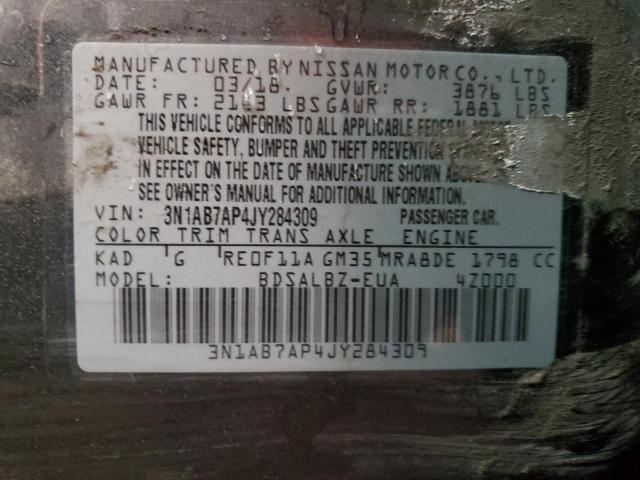 2018 Nissan Sentra S VIN: 3N1AB7AP4JY284309 Lot: 48272994