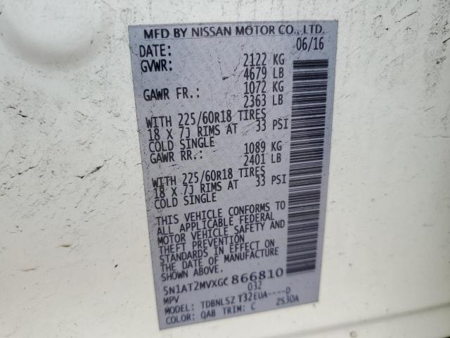 2016 NISSAN ROGUE S - 5N1AT2MVXGC866810