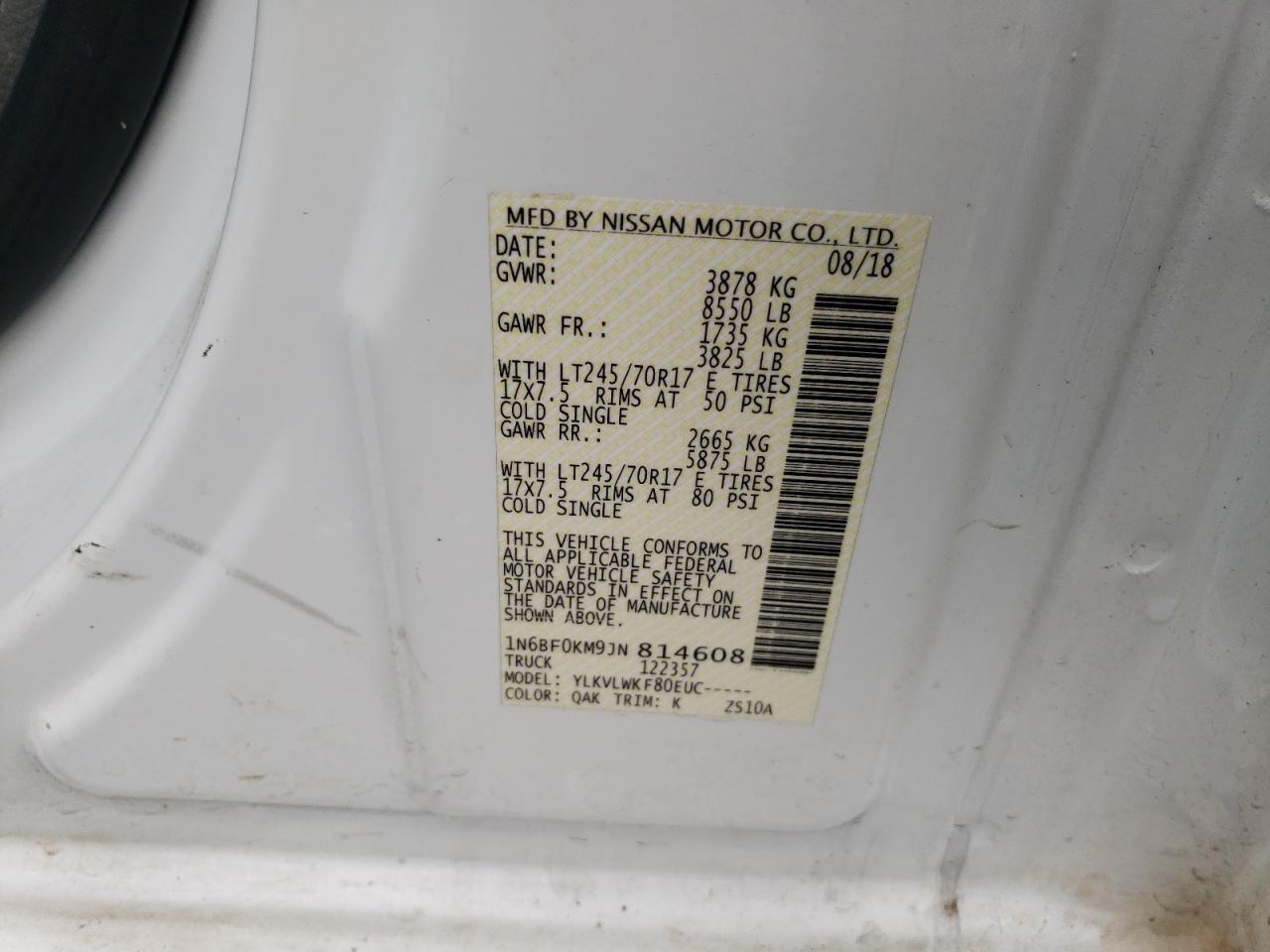 1N6BF0KM9JN814608 NISSAN NV 2018