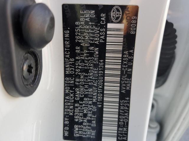 4T1BD1FK0GU191364 TOYOTA CAMRY 2016