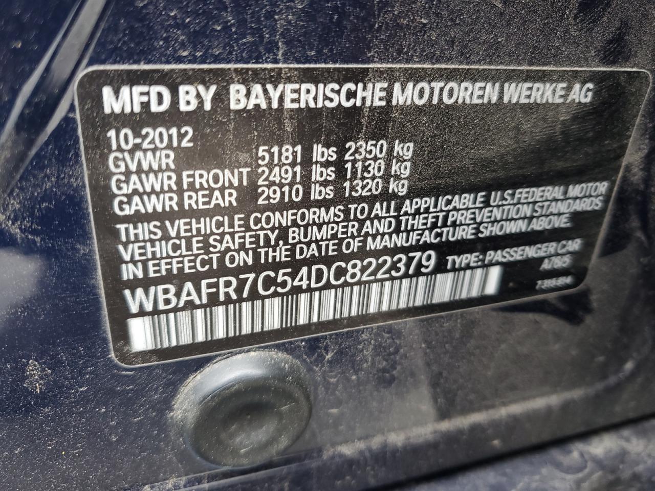 WBAFR7C54DC822379 2013 BMW 535 I