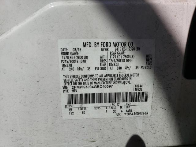 2016 Ford Edge Sel VIN: 2FMPK3J94GBC40597 Lot: 47921034