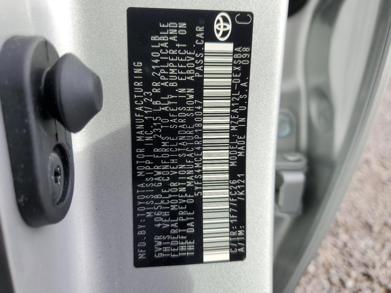 5YFS4MCE4RP180047 TOYOTA COROLLA 2024