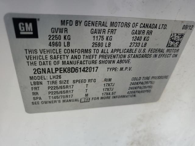 2013 Chevrolet Equinox Lt VIN: 2GNALPEK8D6142017 Lot: 45486834