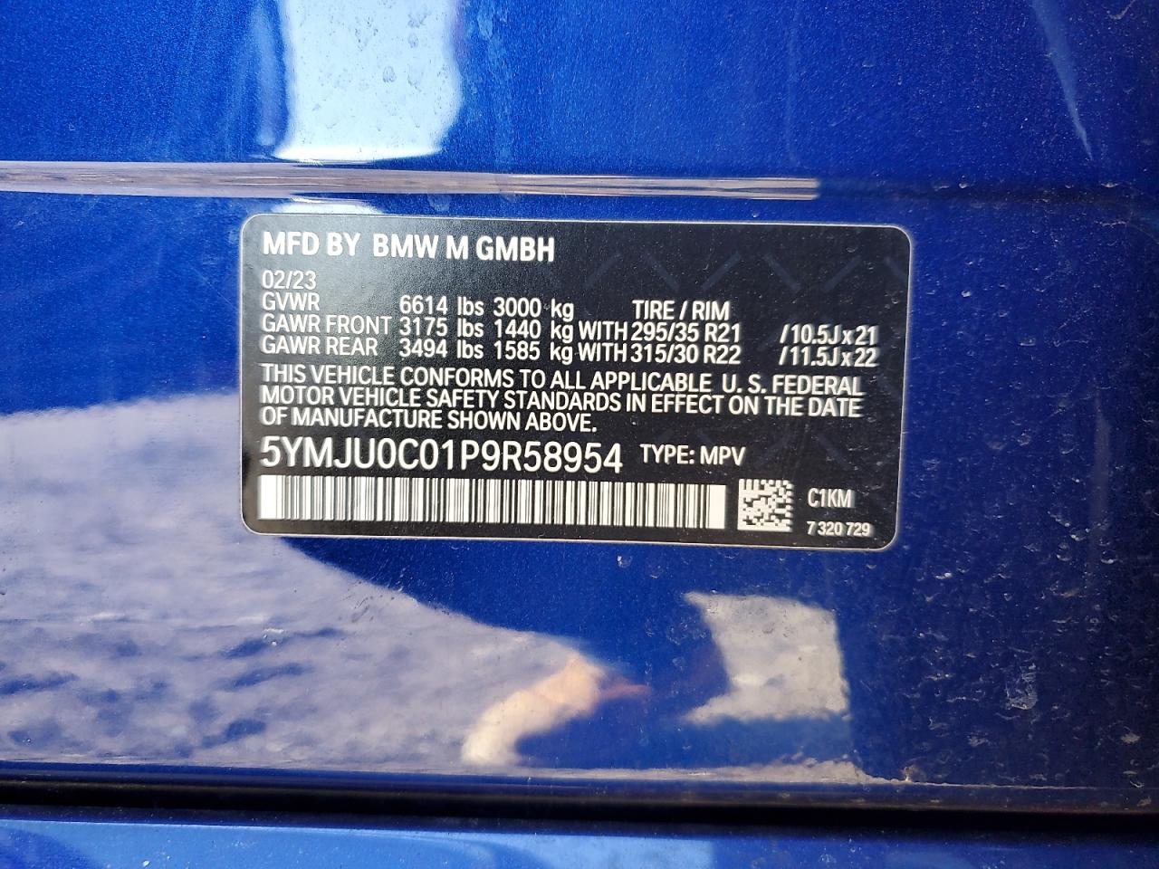 5YMJU0C01P9R58954 BMW X5 2023