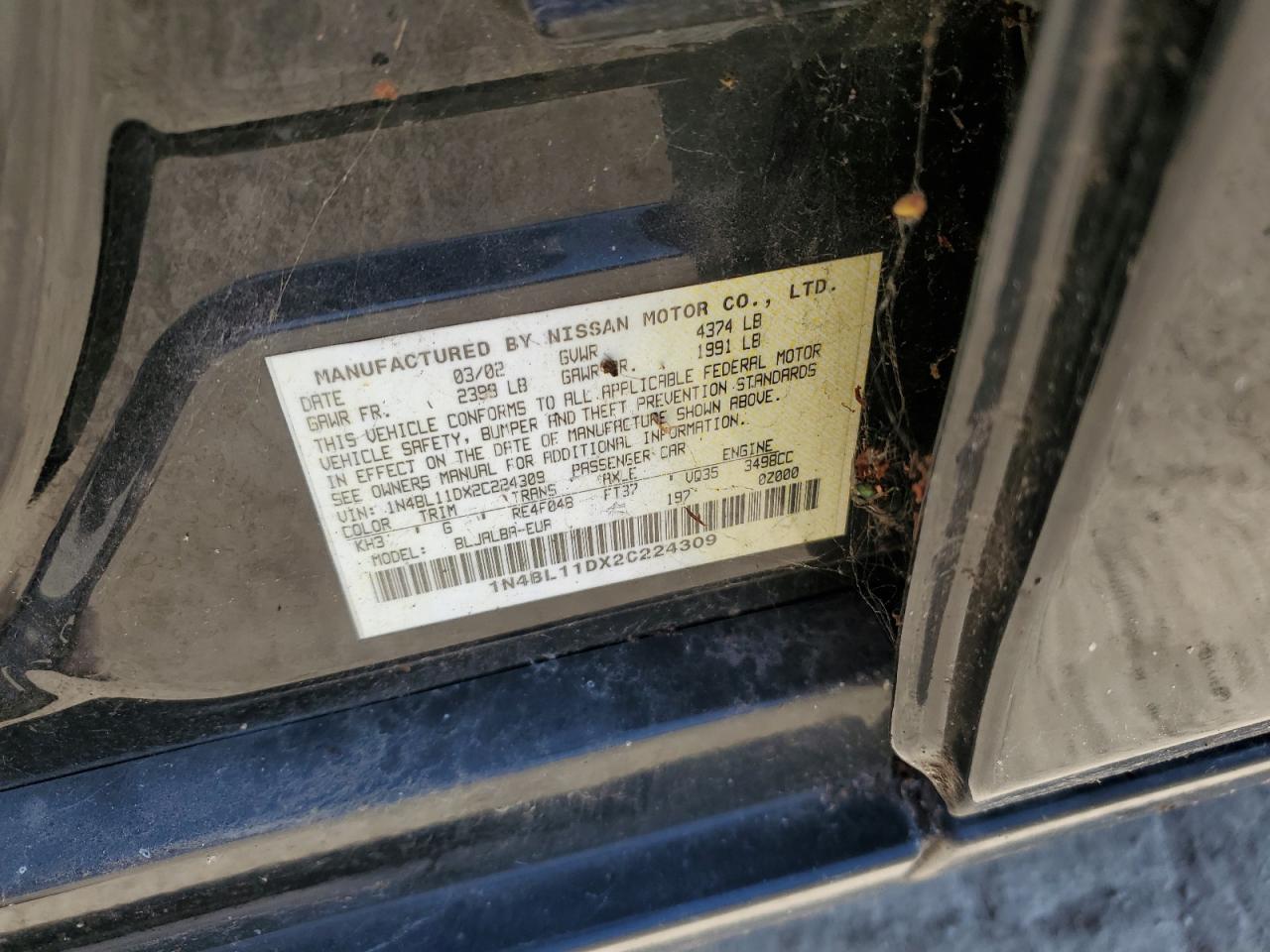 1N4BL11DX2C224309 2003 Nissan Altima Se