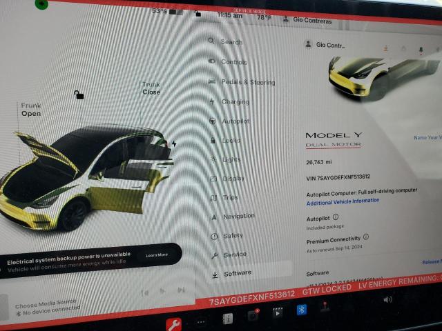 7SAYGDEFXNF513612 Tesla Model Y  9