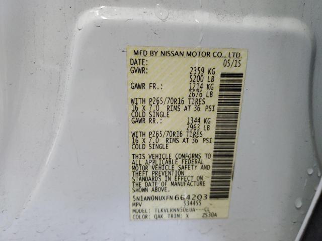 2015 NISSAN XTERRA X 5N1AN0NUXFN664203