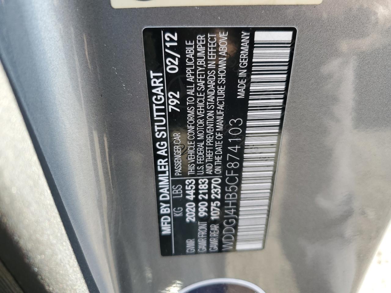 WDDGJ4HB5CF874103 2012 Mercedes-Benz C 250