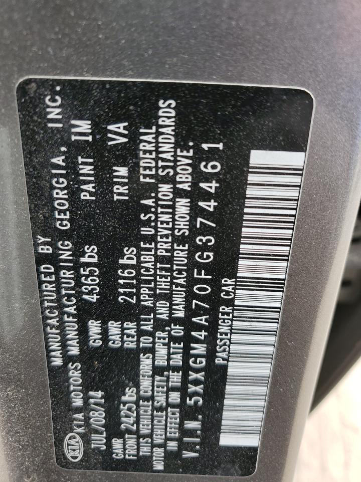 5XXGM4A70FG374461 2015 Kia Optima Lx