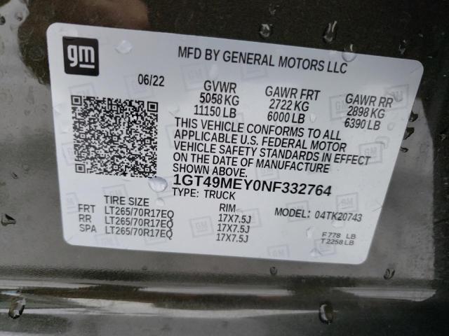 2022 GMC SIERRA K25 - 1GT49MEY0NF332764