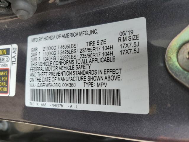 2019 Honda Cr-V Lx VIN: 5J6RW5H38KL004360 Lot: 45558684