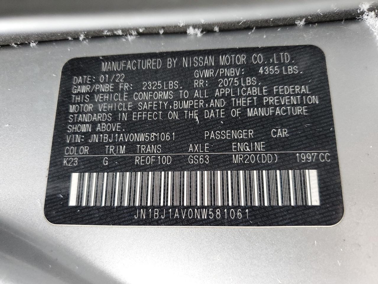 JN1BJ1AV0NW581061 NISSAN ROGUE 2022