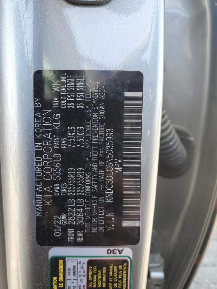 KNDC3DLC6N5035993 2022 Kia Ev6 Light