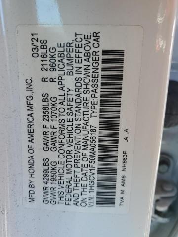 2021 Honda Accord Exl VIN: 1HGCV1F50MA056187 Lot: 46862334