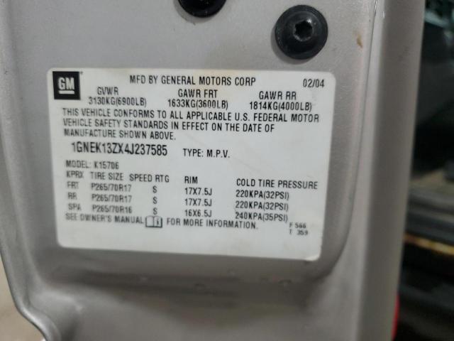 2004 Chevrolet Tahoe K1500 VIN: 1GNEK13ZX4J237585 Lot: 43380424
