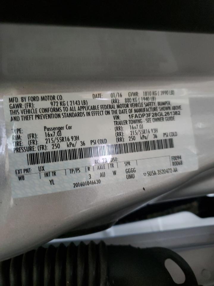 1FADP3F28GL261382 FORD FOCUS 2016