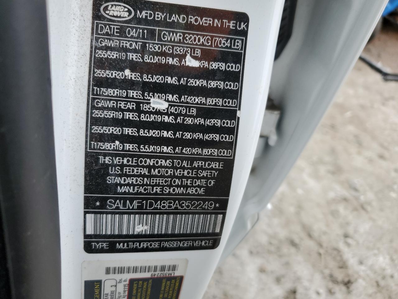 SALMF1D48BA352249 2011 Land Rover Range Rover Hse Luxury