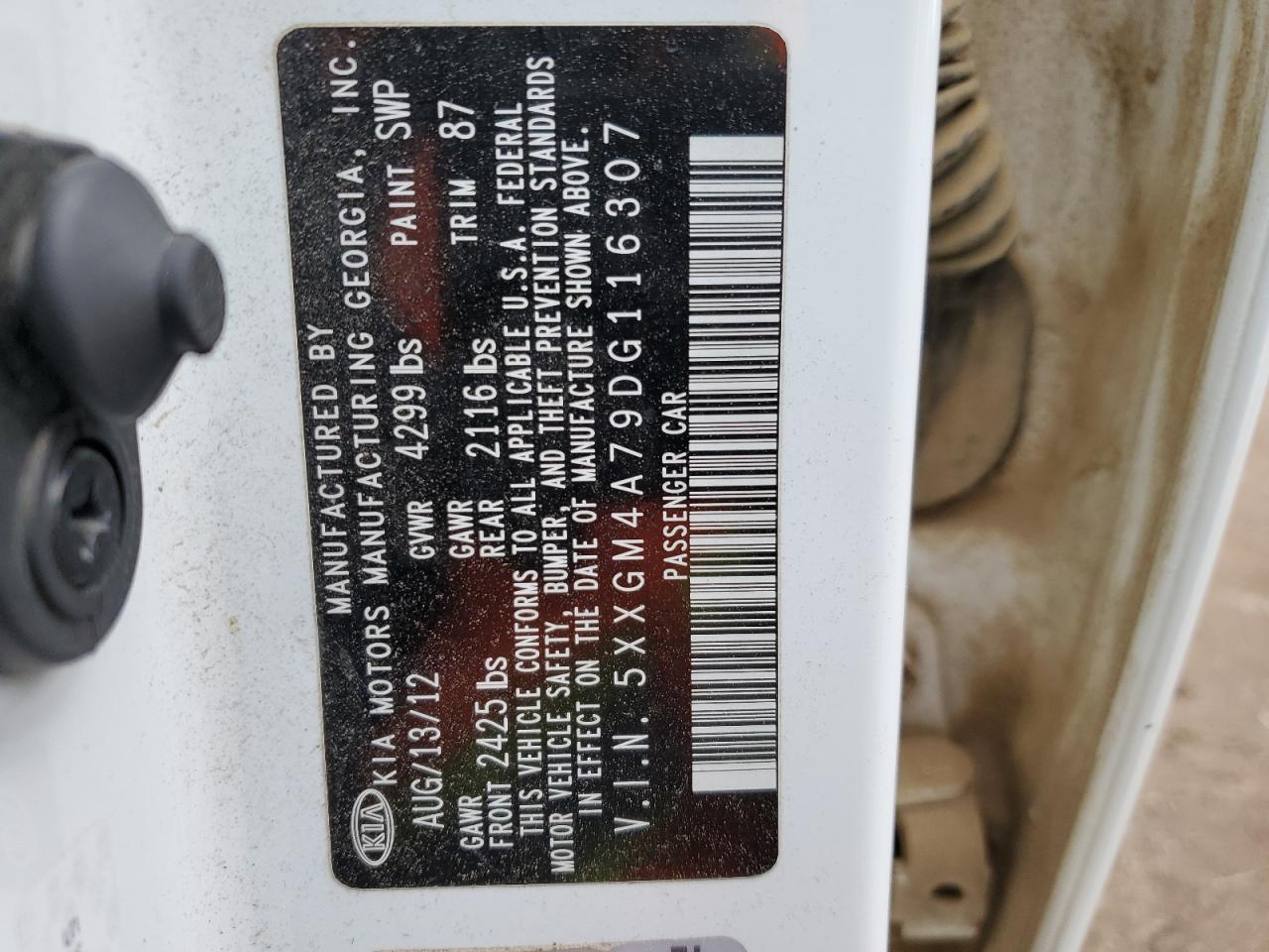 5XXGM4A79DG116307 2013 Kia Optima Lx