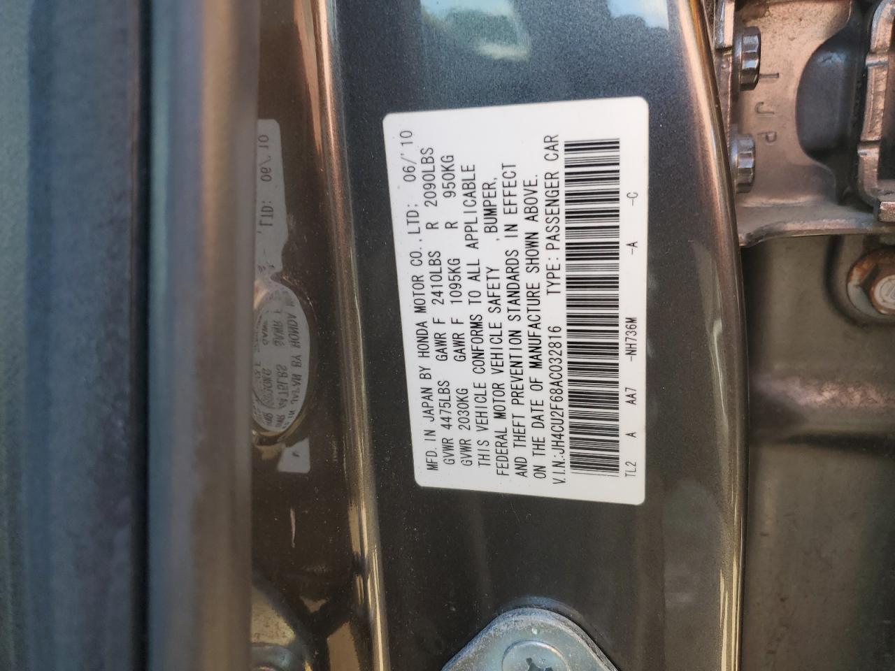 JH4CU2F68AC032816 2010 Acura Tsx